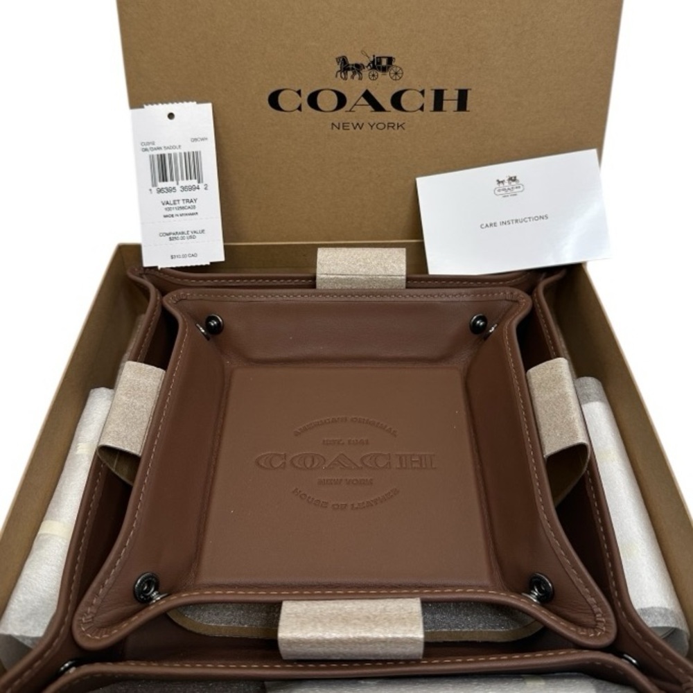 Coach Leather Valet Tray Set Dark Saddle Brown Mens Organizer NWT $250 - Picture 2 of 9